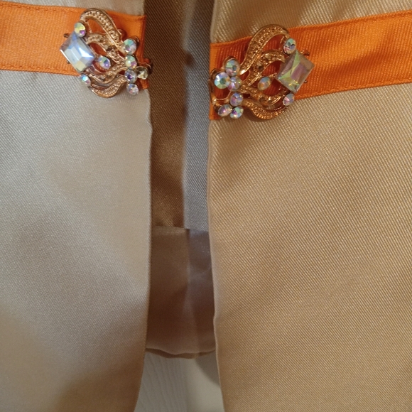 Midnight Velvet Cocktail Party Celebration Topper Jacket Gold Orange 16 - Picture 13 of 16